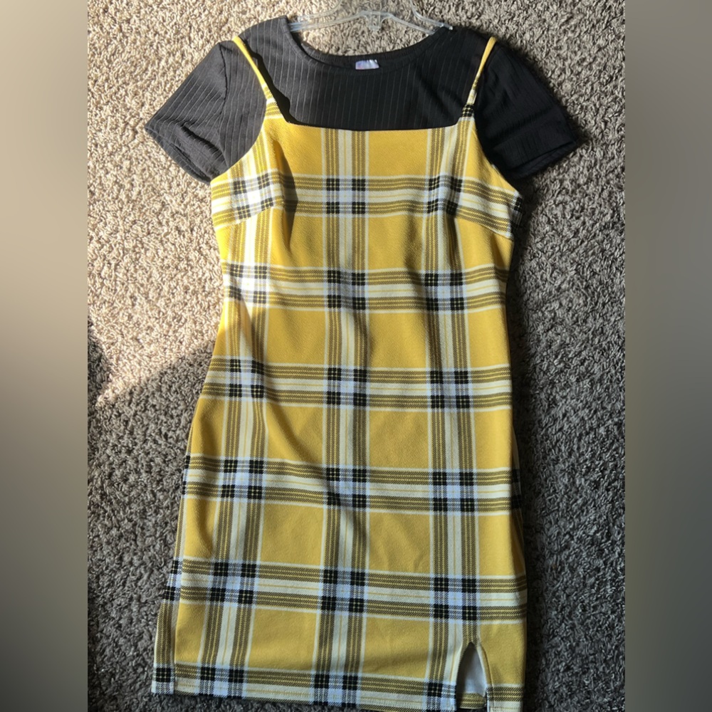 Black and yellow plaid dress